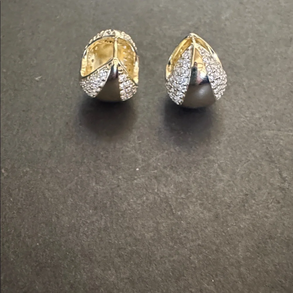 Melinda Maria Gold Norah Split Pave Earrings NWT